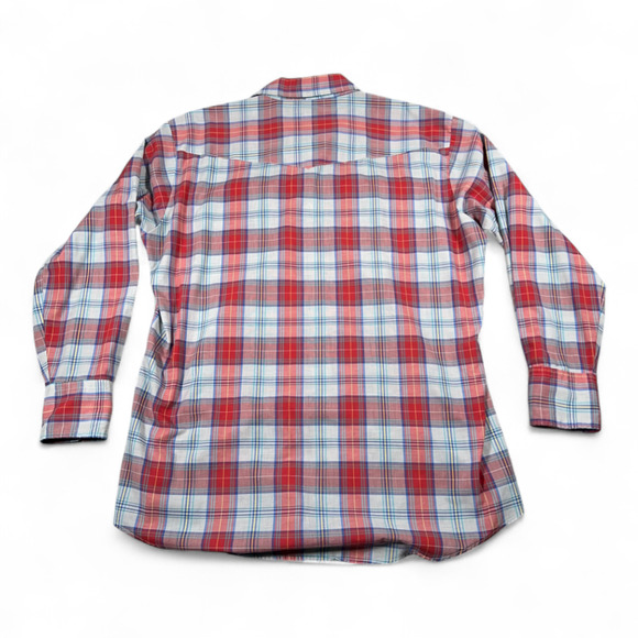 Vintage Open Range Western Shirt Adult EXTRA LARGE Red Plaid Pearl Snap 90s - Picture 3 of 9